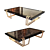 Elevate Center Table: Brass, Wood & Marble 3D model small image 1