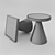 Minimalist Concrete and Wood Low Tables by Meridiani 3D model small image 2