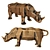 Geometric Style Bronze Rhino Sculpture 3D model small image 1