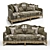Galleria Gold Sofa with Cushions 3D model small image 1