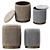 Gray Velvet Storage Ottomans - Set of 2 3D model small image 1