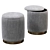 Gray Velvet Storage Ottomans - Set of 2 3D model small image 2