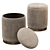 Gray Velvet Storage Ottomans - Set of 2 3D model small image 3