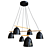 AIDA BLACK 6-Light Metal and Wood Pendant 3D model small image 2