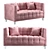 Mariel Velvet Loveseat with Clear Acrylic Legs 3D model small image 1