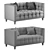 Mariel Velvet Loveseat with Clear Acrylic Legs 3D model small image 5