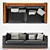 Black Leather Sofa with Cushions 3D model small image 2