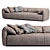 Elegant Casablanca Sofa: 70x120x300cm 3D model small image 1