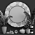 Unique Decorative Set: Mirror, Clock & Vases 3D model small image 5