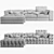 Elegant Symphony Sofa with 5 Armrests 3D model small image 5