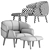 Modern Fusion Chair & Footstool Set 3D model small image 4