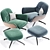 Luxury Minotti Jensen Armchair with Pouf 3D model small image 2