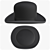 Sleek Black Bowler Hat 3D model small image 3
