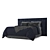 Velvet Queen Sized Bed with Pillows 3D model small image 3