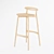 Classic Wood Bar Stool 3D model small image 1