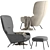 Boconcept Dublin Chair and Footstool Set 3D model small image 2