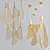 Elegant Gold Fan Pendant Light 3D model small image 1