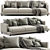 Flexform Long Island 3 Seater Sofa 3D model small image 1