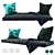 Cozy Corner Seat Pillows Set 3D model small image 1