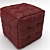 Leather Cube Pouf 3D model small image 1