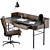 Retro Wooden Office Desk 3D model small image 1