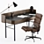 Retro Wooden Office Desk 3D model small image 2