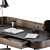 Retro Wooden Office Desk 3D model small image 3