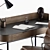 Retro Wooden Office Desk 3D model small image 4
