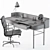 Retro Wooden Office Desk 3D model small image 5