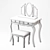 Elegant Soupir Dressing Table & Stool 3D model small image 3
