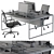 Black Employee Office Furniture Set 3D model small image 5