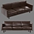 Vintage Brown Leather Carey Sofa 3D model small image 1