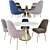 Modern Upholstered Dining Set 3D model small image 1