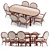 Rattan Bamboo Ophelia Set: Table & Chair 3D model small image 1