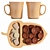 Eco Delights: Nut Dish, Cookies, and Cappuccino 3D model small image 3