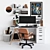 Modern Workspace Set: Furniture, Decor & Tech 3D model small image 1