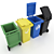 Colorful Waste Bins Set 3D model small image 6