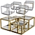 Luxurious Gold Coffee Table Set 3D model small image 1