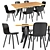 Vitra EM Table & HAL Wood Chair: Timeless Elegance 3D model small image 1