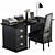 Neoclassic Black Office Desk 3D model small image 2