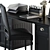 Neoclassic Black Office Desk 3D model small image 3
