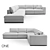 OM RENE: Designer Wood and Fabric Sofa 3D model small image 1