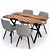 Modern Oak Dining Table and Chairs 3D model small image 1