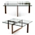 Modern Glass Table with Wooden Legs 3D model small image 1