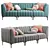 Comfortable Pottery Barn Avalon Sectional Sofa 3D model small image 4