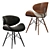 Modern Walnut and Black Leather Chair 3D model small image 1