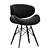 Modern Walnut and Black Leather Chair 3D model small image 2