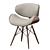 Modern Walnut and Black Leather Chair 3D model small image 3