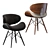 Modern Walnut and Black Leather Chair 3D model small image 5