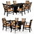 Modern Wooden Table and Chairs Set 3D model small image 1
